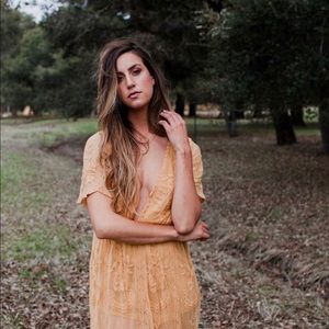 Maxi goldenrod boho dress from Honey Punch.